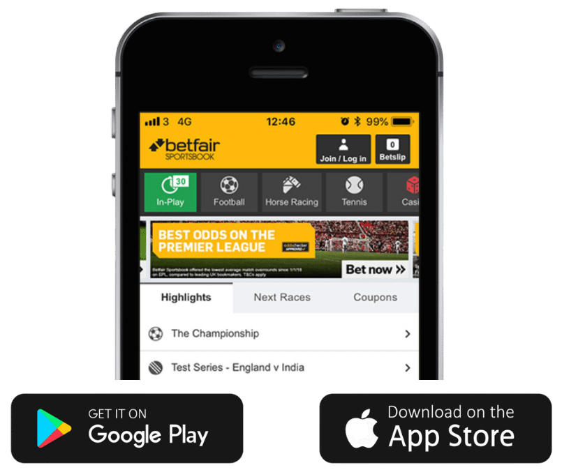 Betfair com instruções seguras para Android (APK) e iOS